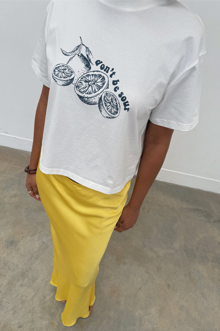 Lemon Print Cotton T-Shirt for Women | Don't be Sour Tee
