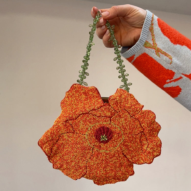 Poppy Beaded Clutch Bag with Glass Beads & Clasp Opening | Handcrafted Elegance