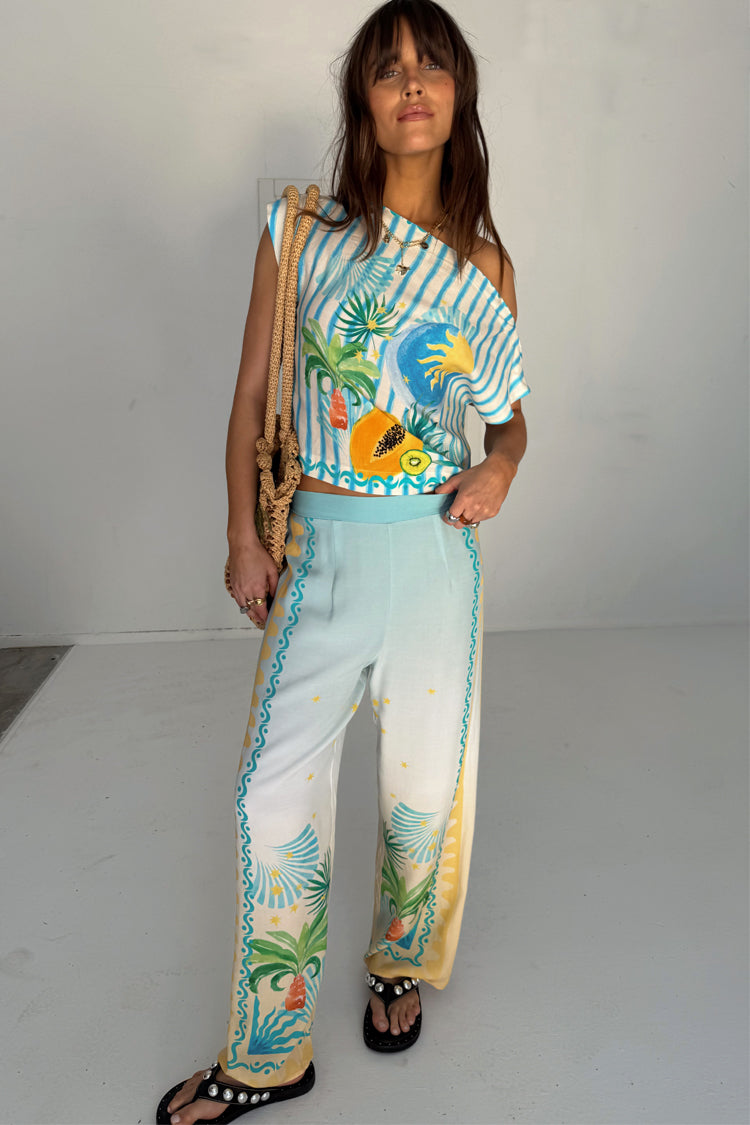 Wide Leg Trousers with Elastic Waist | Rio Elissa