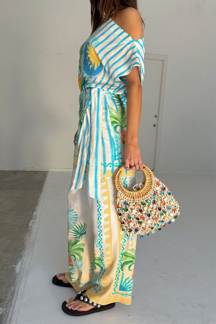 Wide Leg Trousers with Elastic Waist | Rio Elissa