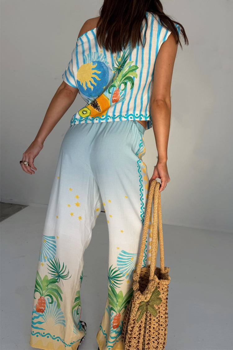 Wide Leg Trousers with Elastic Waist | Rio Elissa