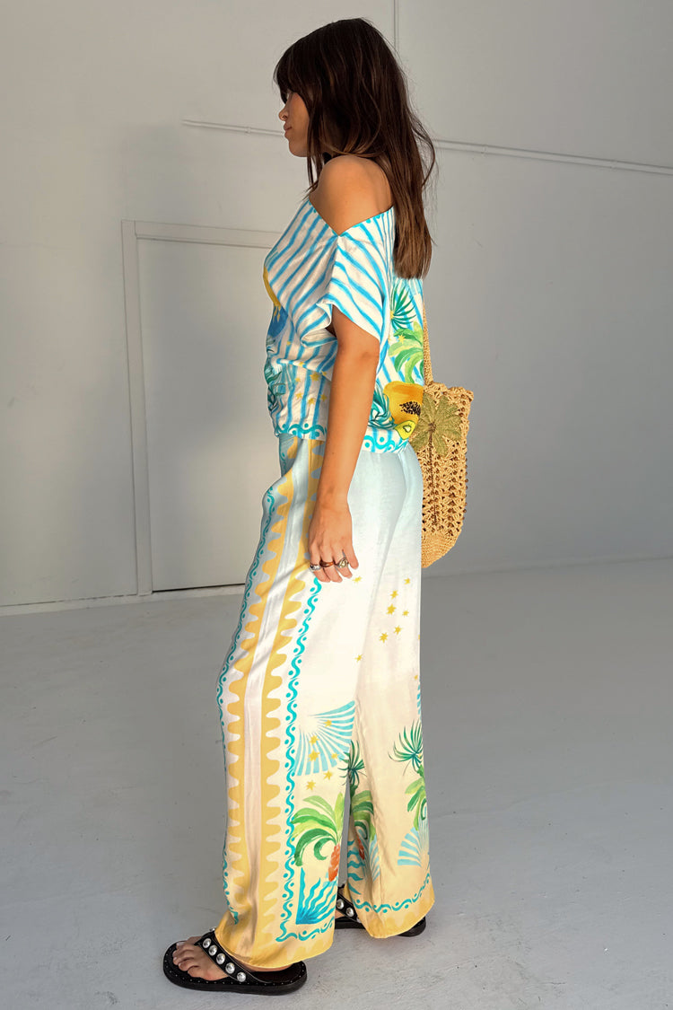 Wide Leg Trousers with Elastic Waist | Rio Elissa
