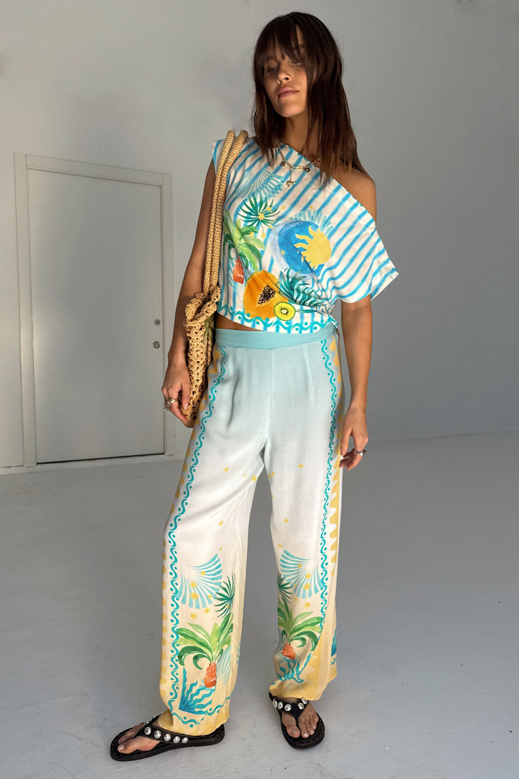 Wide Leg Trousers with Elastic Waist | Rio Elissa
