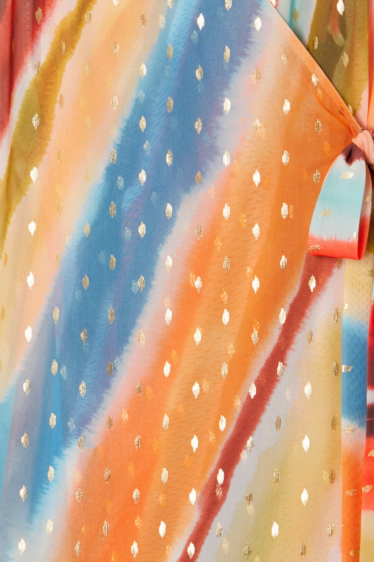 Sunset Stripe Mini Wrap Dress for Summer | Breastfeeding Friendly