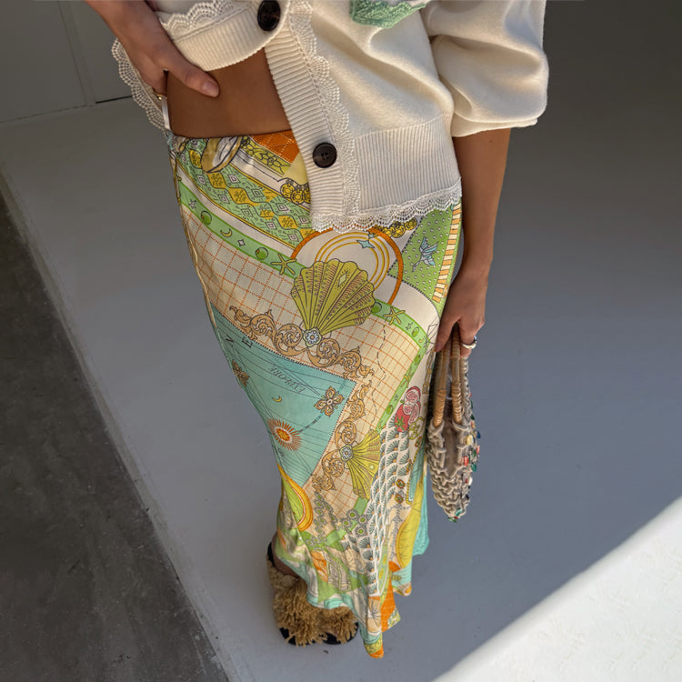 Isla Dorris Skirt | Hand-Painted Viscose Skirt for Summer