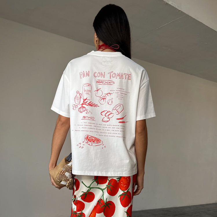 Tomato Print Recipe T-Shirt | Pan Con Tomate Relaxed Fit