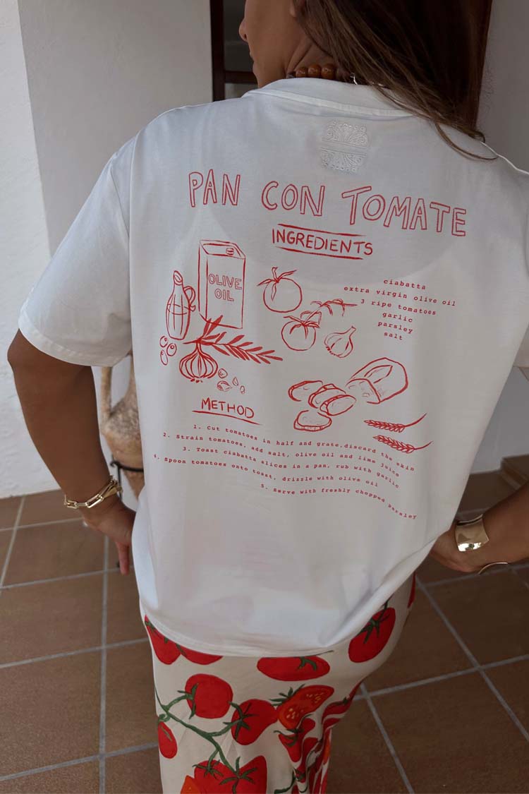 Tomato Print Recipe T-Shirt | Pan Con Tomate Relaxed Fit