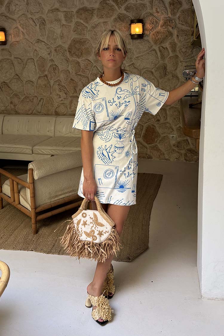 Wrap Tie Mini Dress with Palma Print | NFD X Caetana
