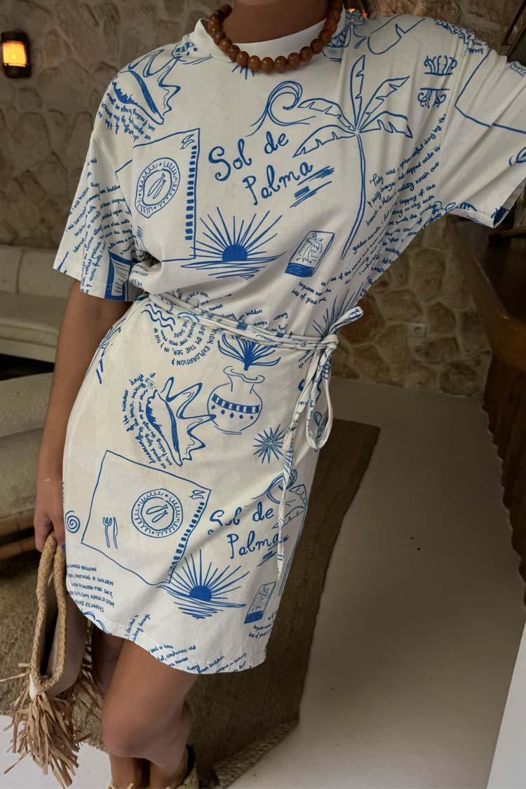 Wrap Tie Mini Dress with Palma Print | NFD X Caetana