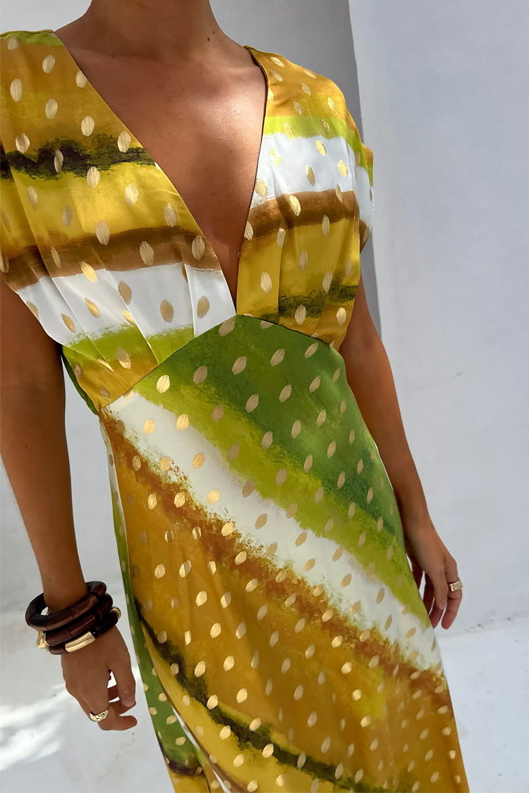 Green Ombre Multi-Wear Dress with V-Neck & Cap Sleeves | Elodie