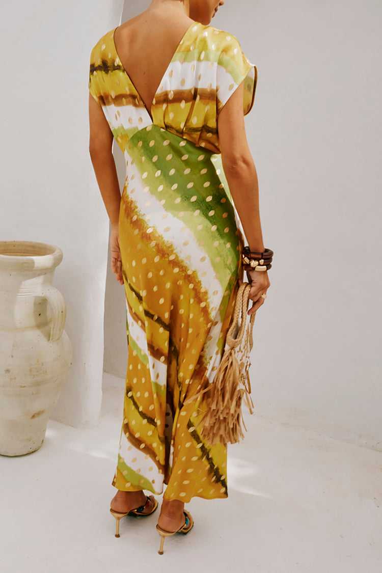 Green Ombre Multi-Wear Dress with V-Neck & Cap Sleeves | Elodie