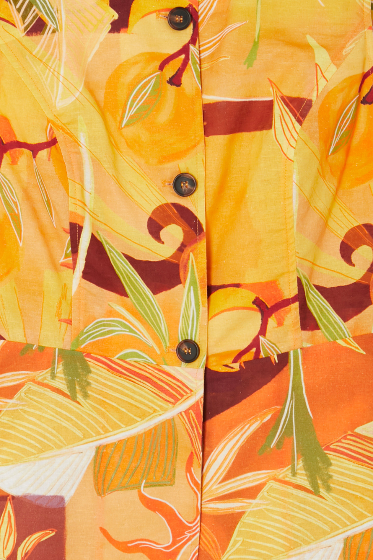 Tropical Print Waistcoat for Women | Verano Sol Cotton-Linen
