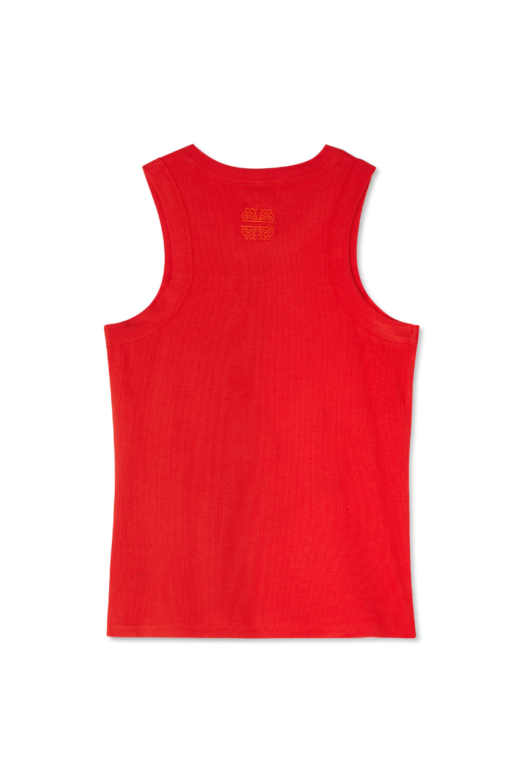 Red Fish Love Print Ribbed Tank Top | NFD X Caetana