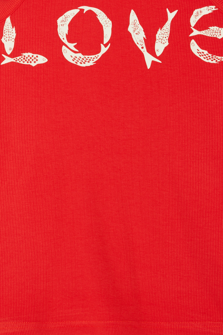Red Fish Love Print Ribbed Tank Top | NFD X Caetana