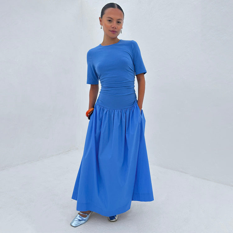 Cornflower Blue Grace Dress for Weddings & Casual Wear | Stretch A-Line