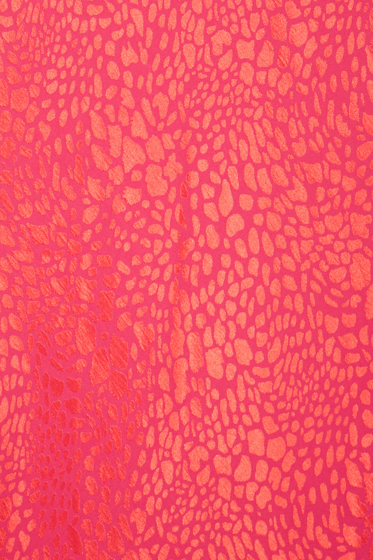 Pink Leopard Jacquard Dress for Weddings | V-Neck Pull-On Style