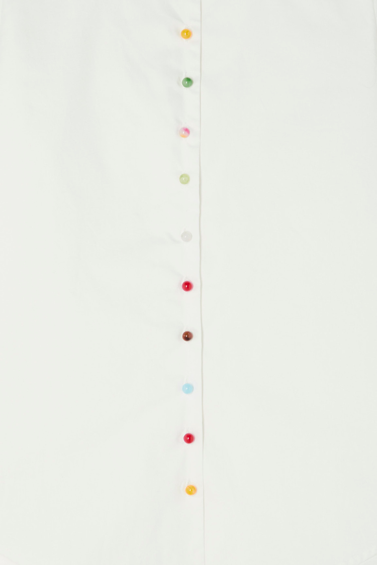 White Cotton Button-Up Shirt with Colorful Buttons | Charly