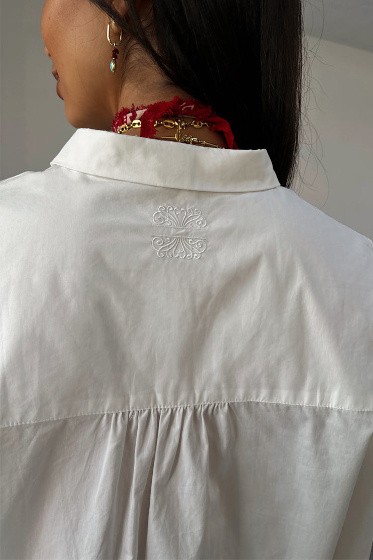 White Cotton Button-Up Shirt with Colorful Buttons | Charly