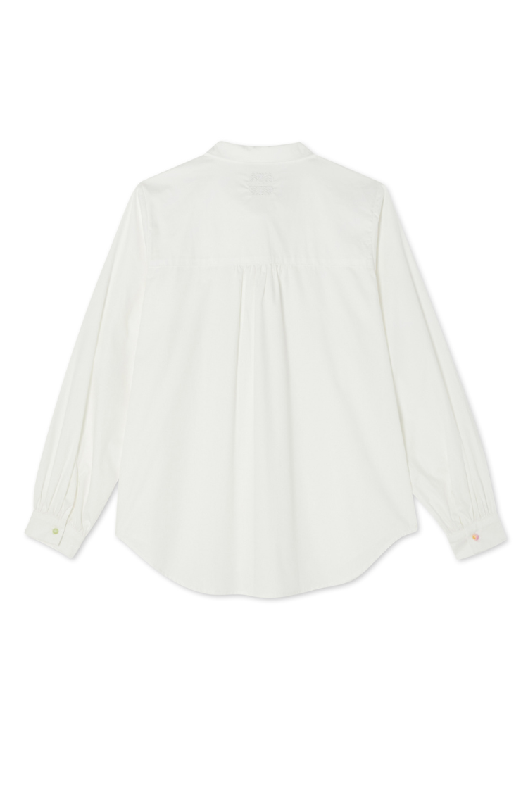 White Cotton Button-Up Shirt with Colorful Buttons | Charly