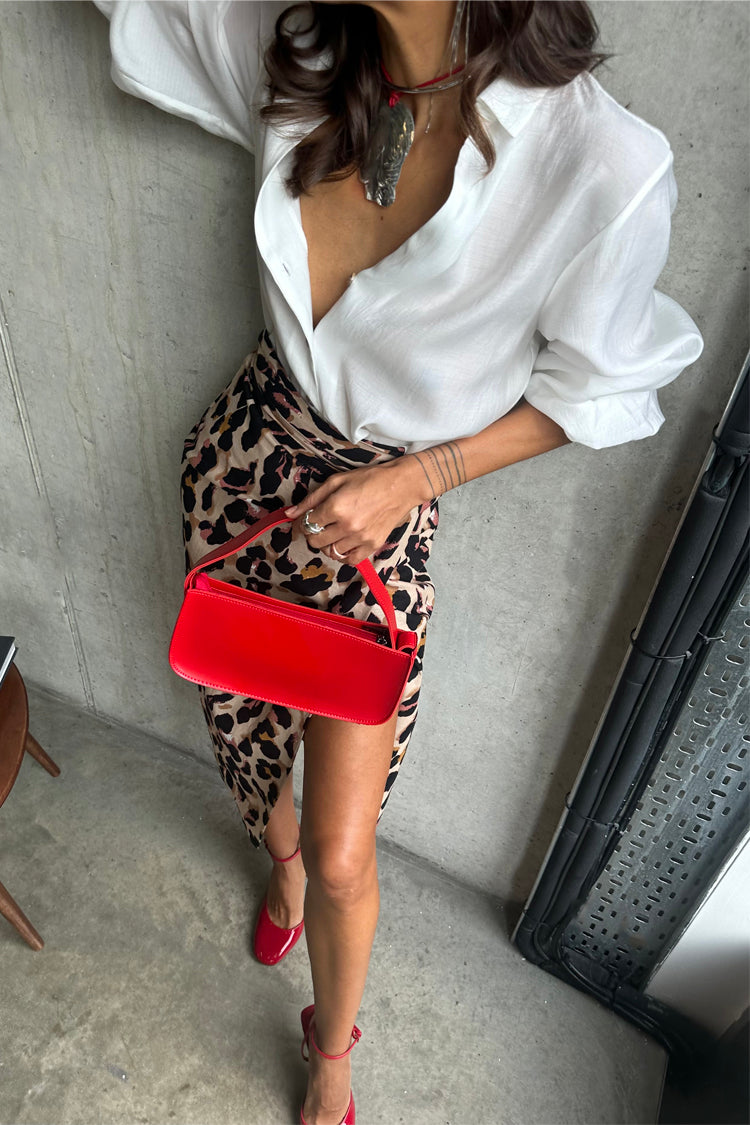 Brown Leopard Print Wrap Skirt with Adjustable Tie | Jaspre