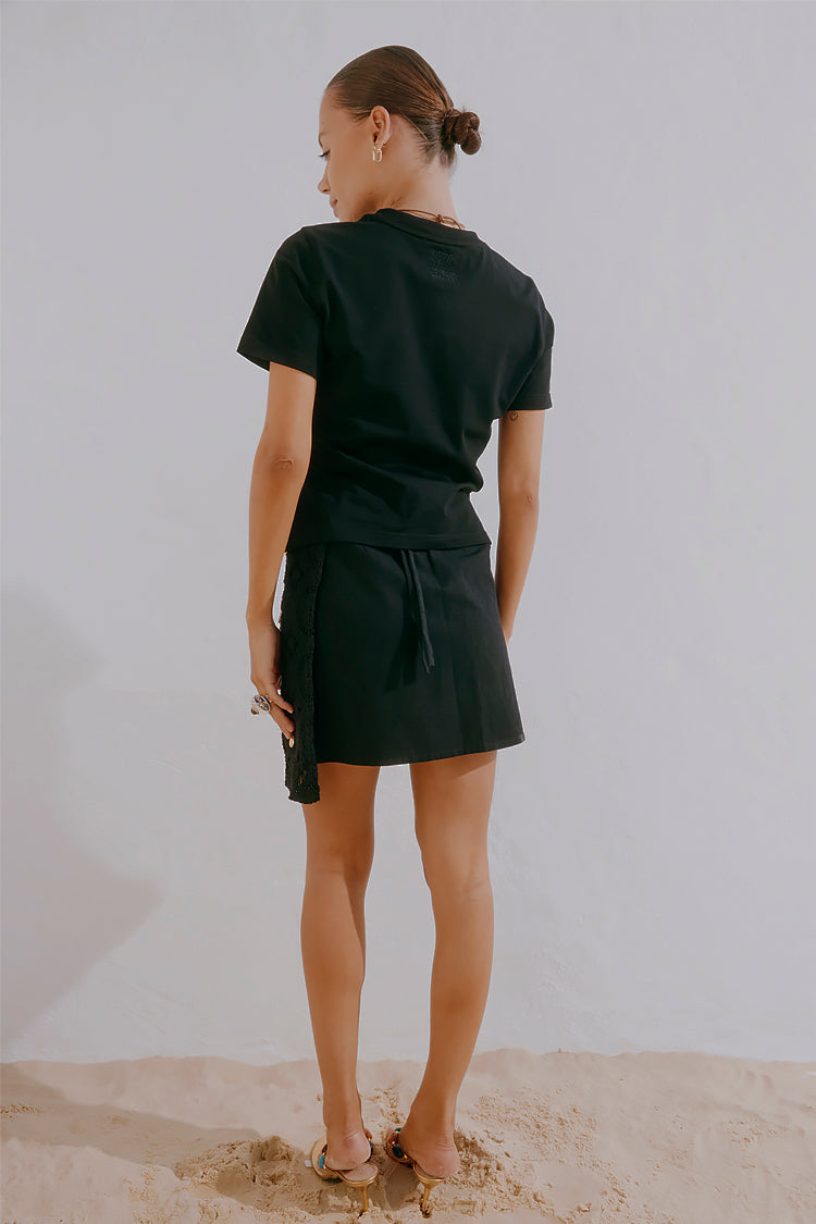Black Crochet Wrap Skirt with Gold Shells | Beach Holiday Essential