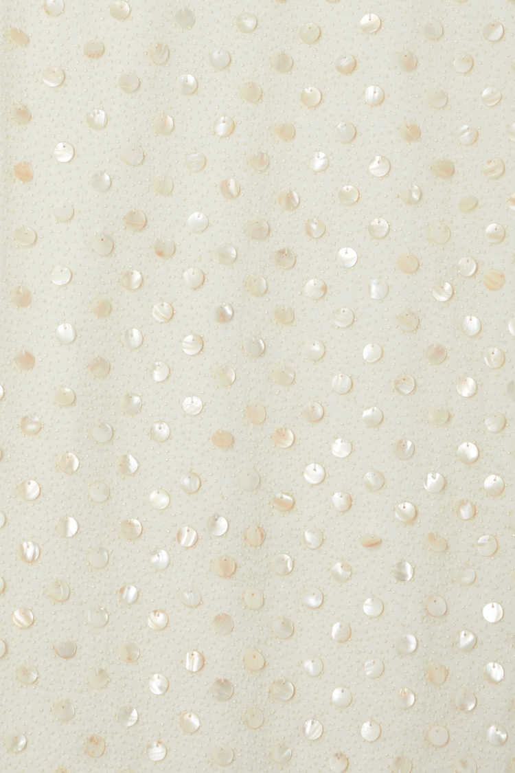 Cream Pearlescent Shell Beaded Doris Skirt | Handcrafted Cotton & Flax