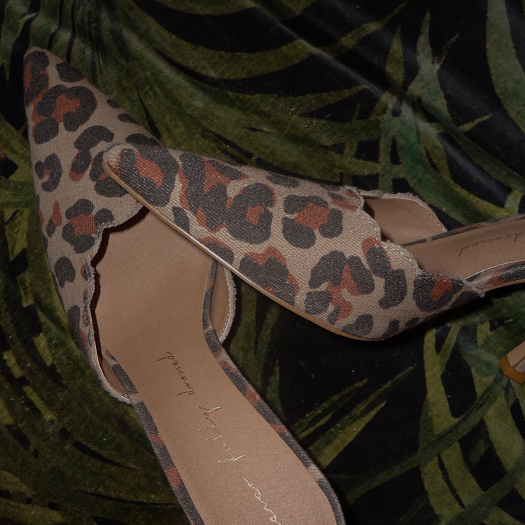 Leopard Print Scallop Mules for Women | Denim City Shoes