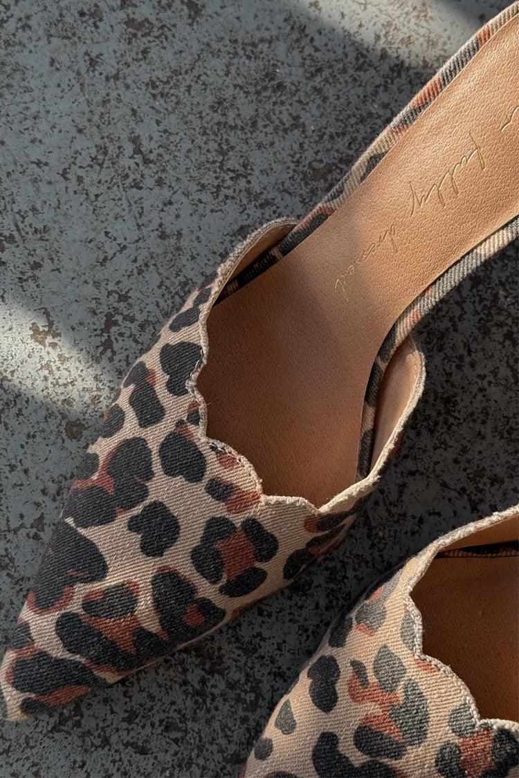 Leopard Print Scallop Mules for Women | Denim City Shoes