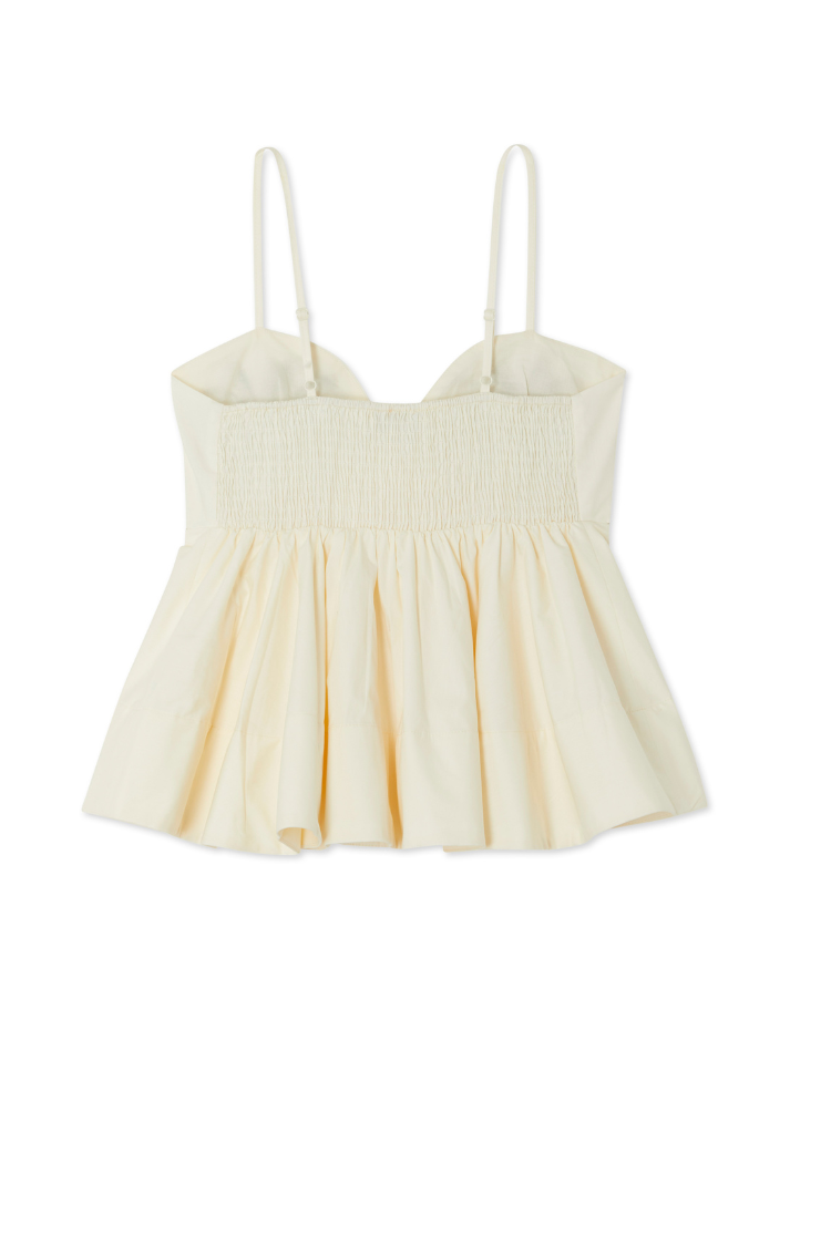 Ivory Palm Print Cotton Top with Adjustable Straps | Nara