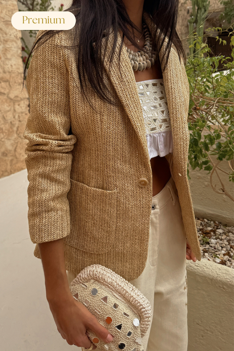 Raffia Blazer for Women - Textured & Breastfeeding Friendly | Structured Spencer Jacket