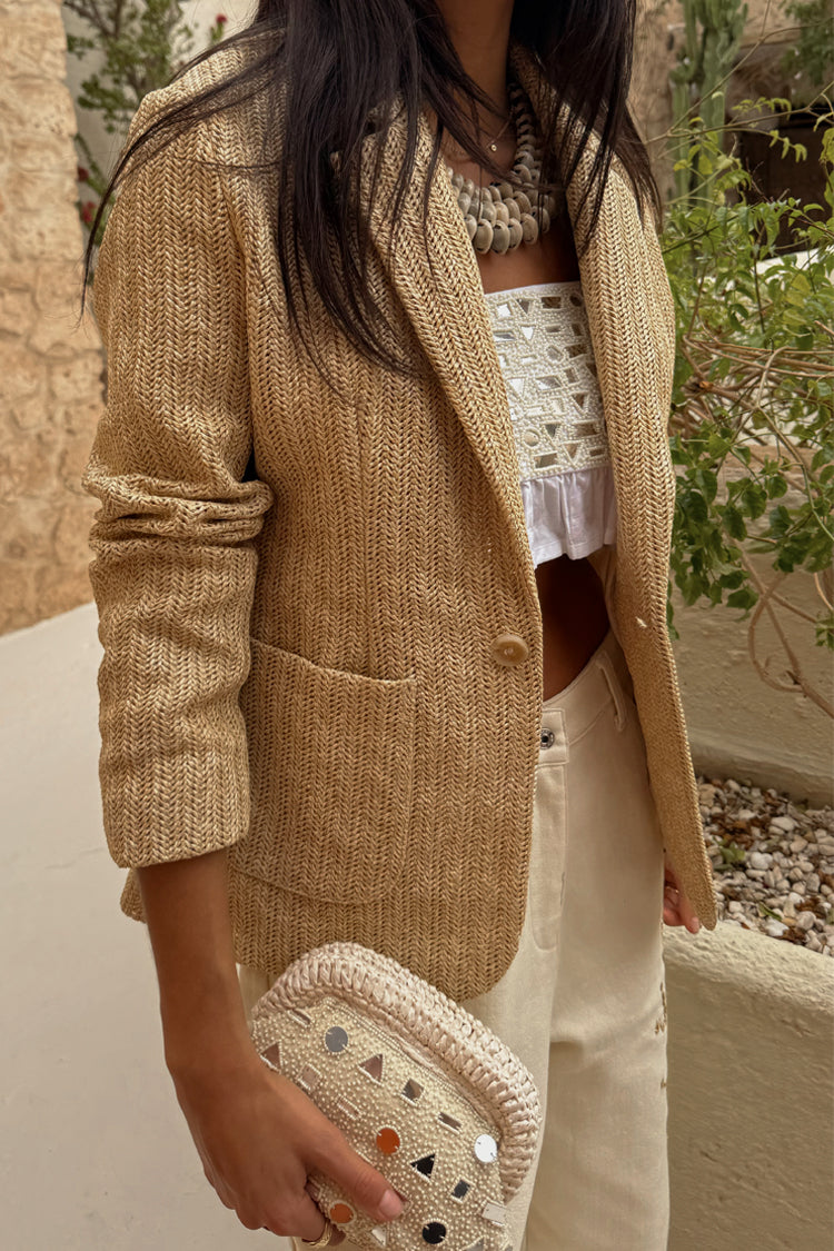 Raffia Blazer for Women - Textured & Breastfeeding Friendly | Structured Spencer Jacket