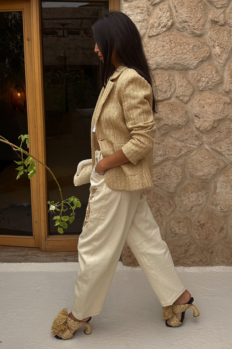 Raffia Blazer for Women - Textured & Breastfeeding Friendly | Structured Spencer Jacket