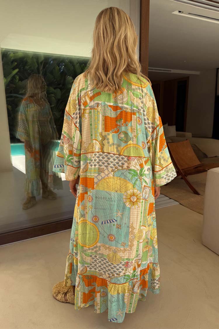 Hand-Painted Isla Print Kimono with Tie Waist | Element