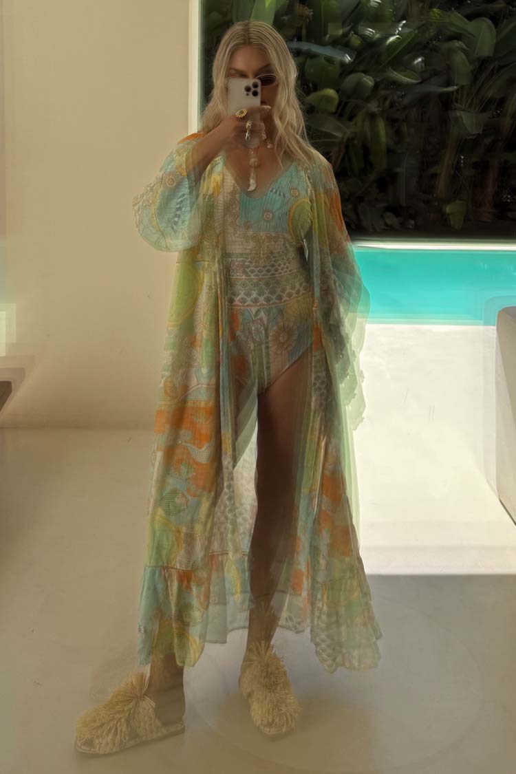 Hand-Painted Isla Print Kimono with Tie Waist | Element