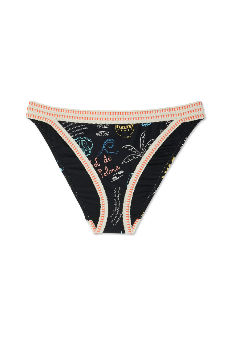 High Waist Bikini Bottom with Crochet Trim | Sol De Palma