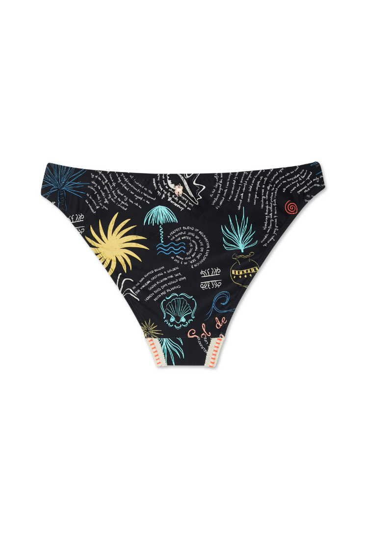 High Waist Bikini Bottom with Crochet Trim | Sol De Palma