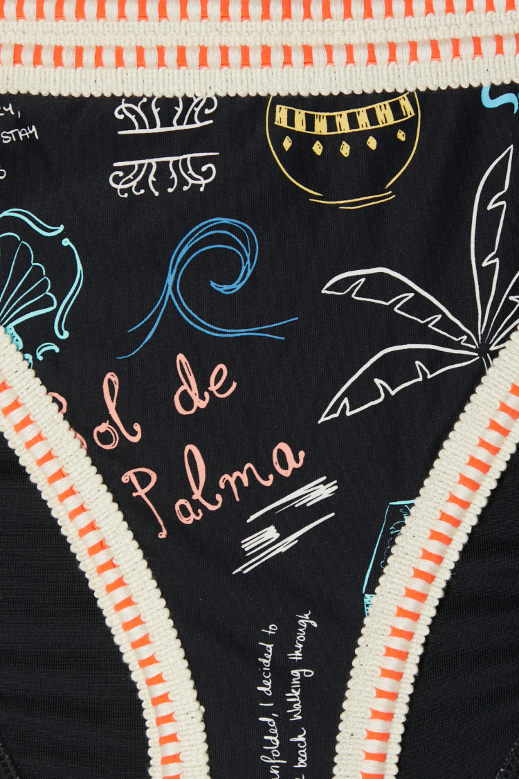 High Waist Bikini Bottom with Crochet Trim | Sol De Palma