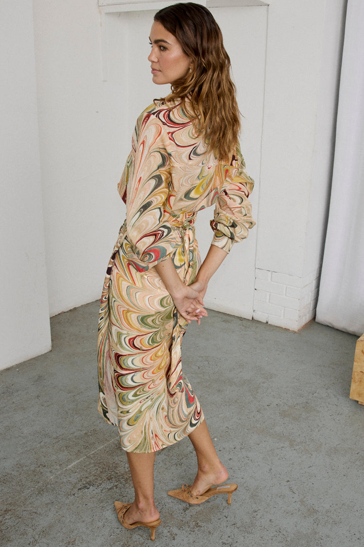 Multicolored Marble Print Button-Up Shirt for Women | Miley