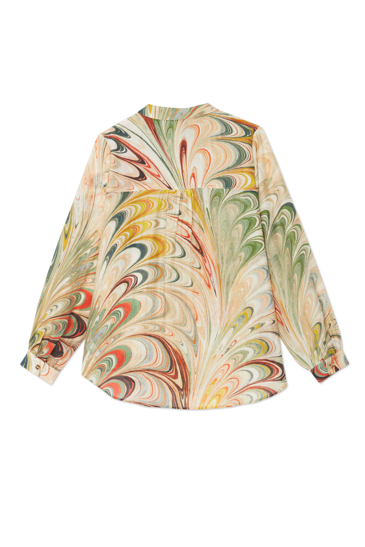 Multicolored Marble Print Button-Up Shirt for Women | Miley