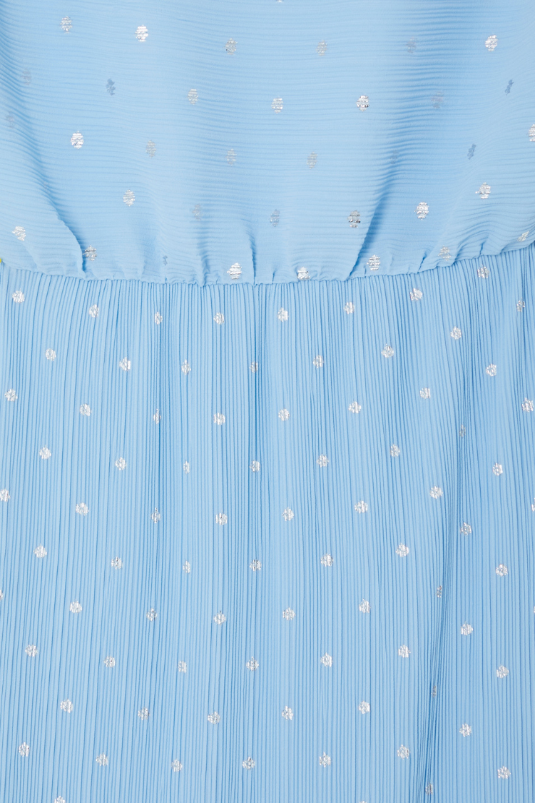 Ice Blue Plisse Tilly Dress with Elastic Waist | Summer Wedding & Vacation