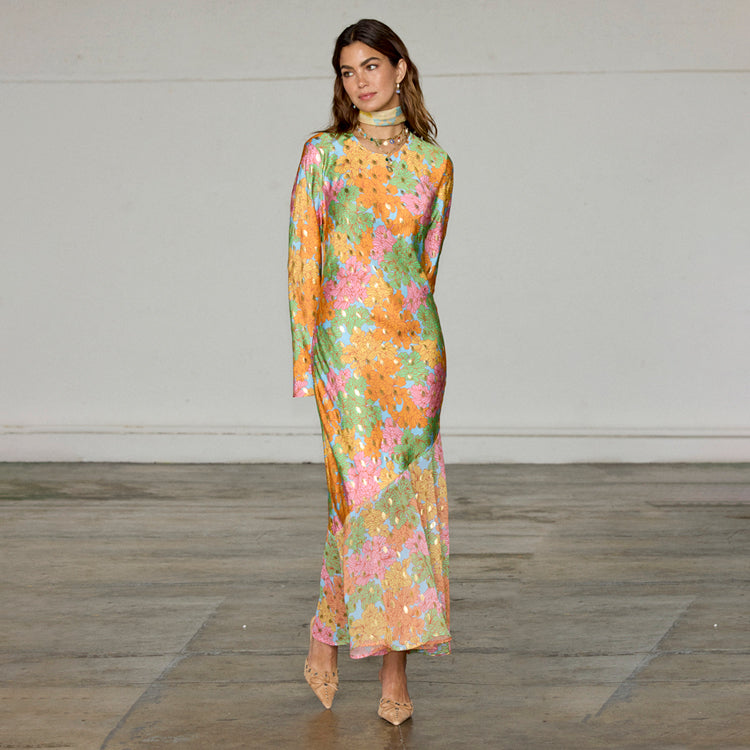 Floral Alaia Dress with Bell Sleeves & Asymmetric Skirt | Spring Fashion