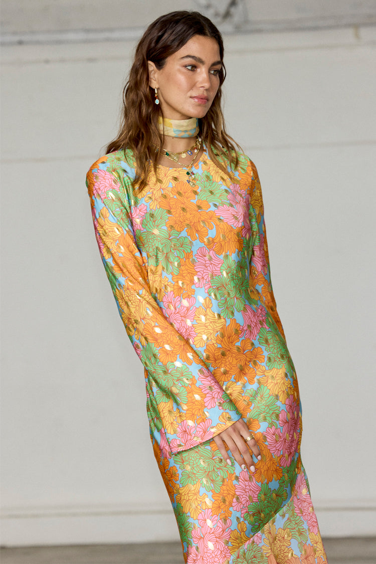 Floral Alaia Dress with Bell Sleeves & Asymmetric Skirt | Spring Fashion