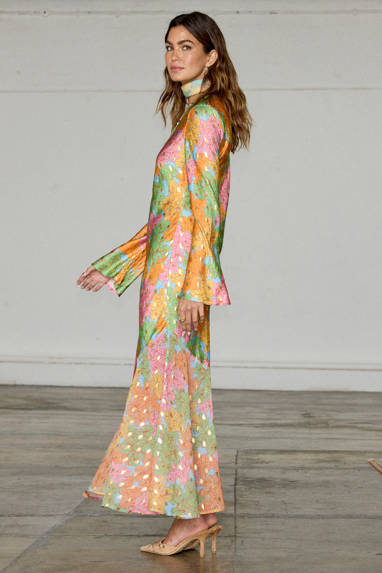 Floral Alaia Dress with Bell Sleeves & Asymmetric Skirt | Spring Fashion
