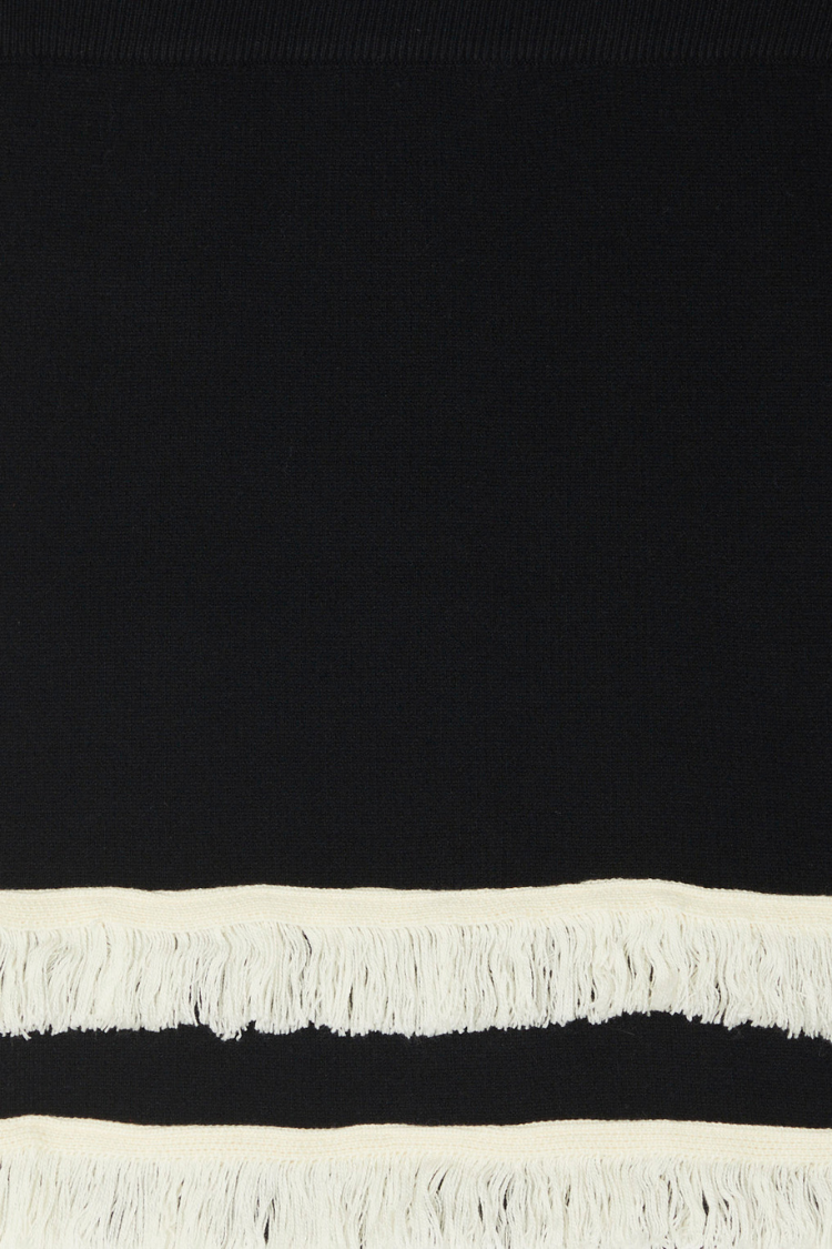 Black & Cream Fringe Skirt with Western Flair | Jake