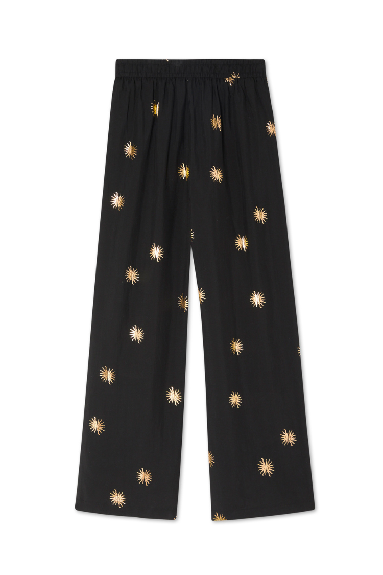 Relaxed Wide Leg Trousers with Elastic Waist | Gold Sun Elissa