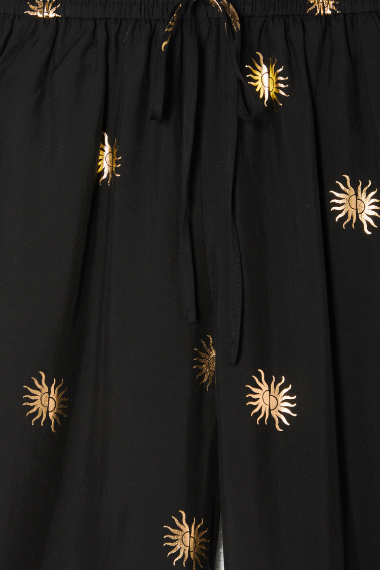 Relaxed Wide Leg Trousers with Elastic Waist | Gold Sun Elissa