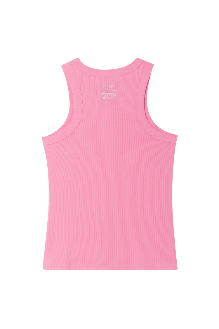 Pink Ribbed Tank Top for Women | Soft Stretch & Embroidered Logo | NFD