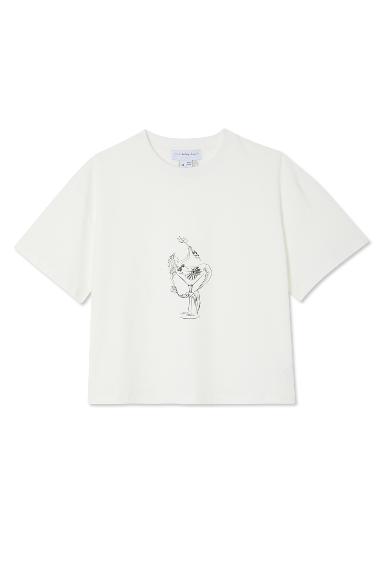 Relaxed Fit Mermaid Cocktail T-Shirt | Drop Shoulder & Embroidered Logo