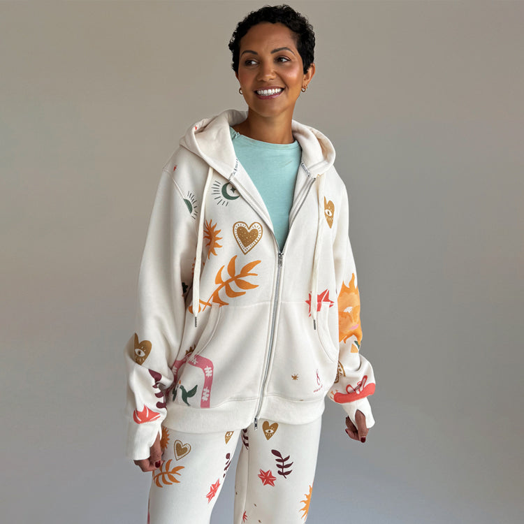 Cream Accessible Hoodie with Side & Arm Zips | Sundazed