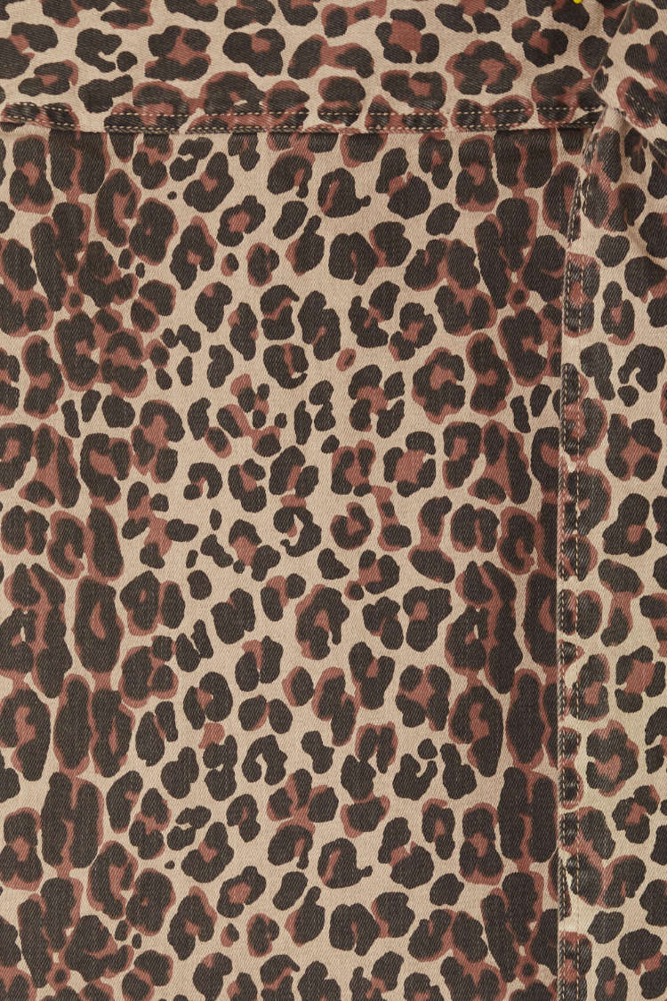 Leopard Print Denim Mini Skirt with Wrap Tie | Lucia Jaspre